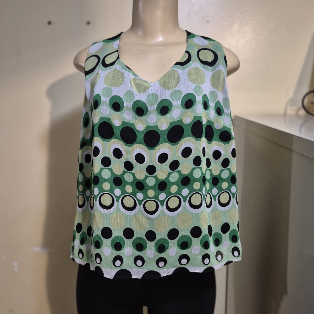 Studio I Green And Black Print Blouse XL